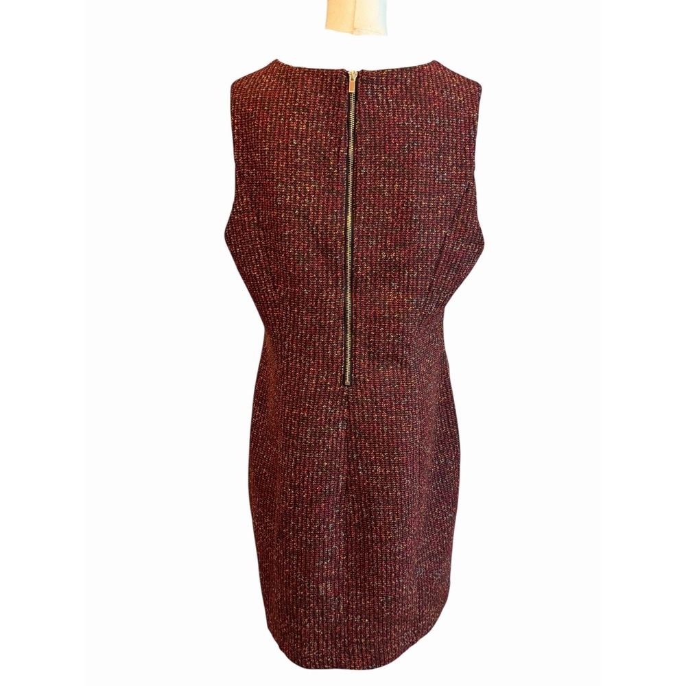 Liverpool Los Angeles Tweed Dress L Burgundy Preppy Academia Professional Office - Picture 6 of 13